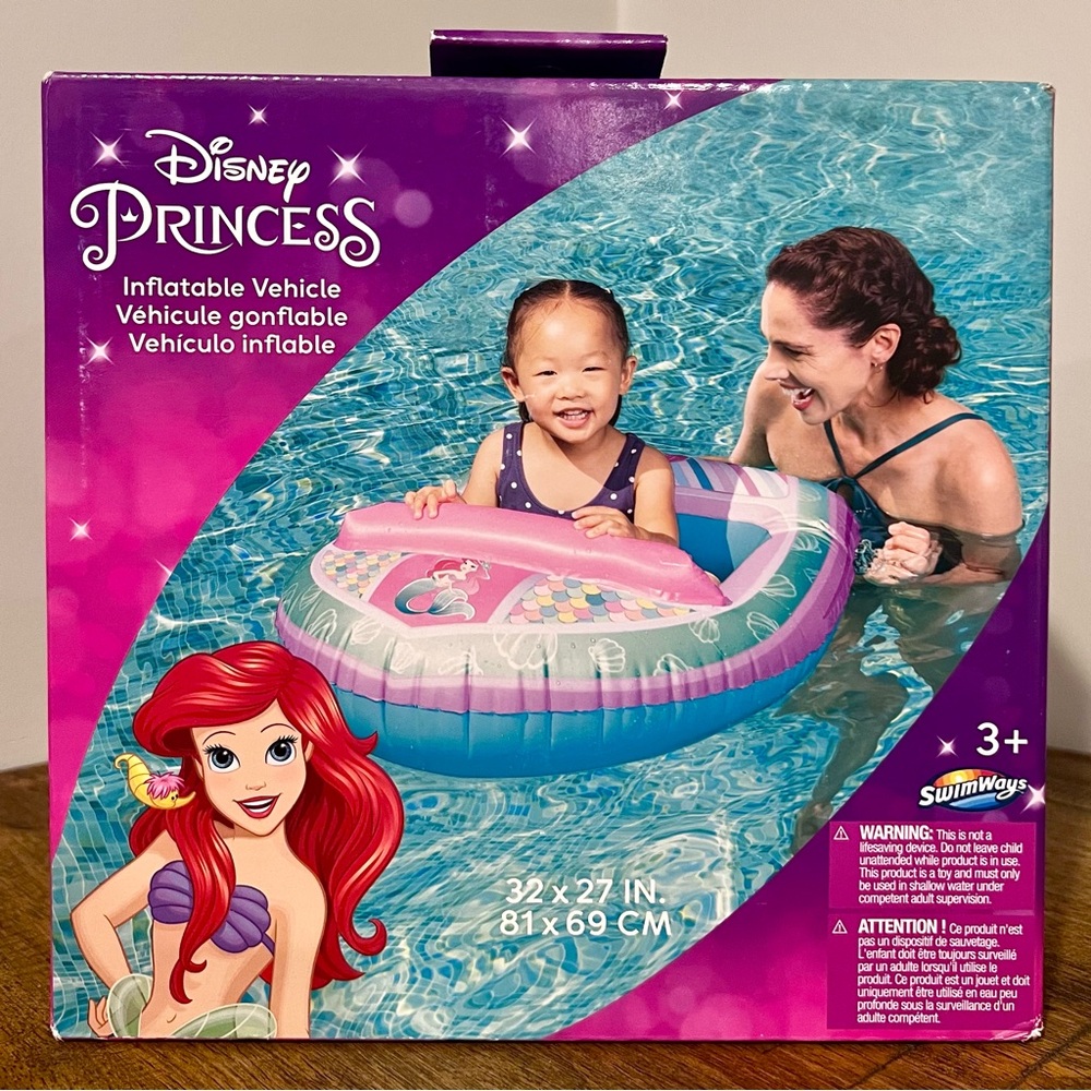 NEW SwimWays Disney Princess Ariel Inflatable Water Boat Vehicle Float